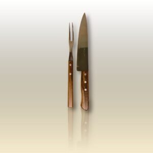 JUEGO DE CUCHILLO Y TENEDOR PARRILLERO DE ACERO INOXIDABLE