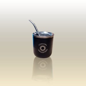 MATE TERMICO DE ACERO INOXIDABLE GRABADO CON BONBILLA CHATA