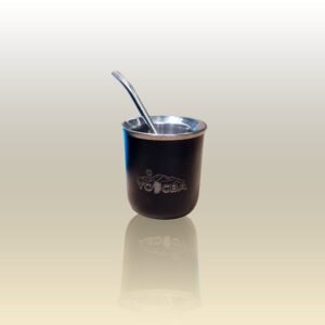 MATE TERMICO DE ACERO INOXIDABLE GRABADO CON BOMBILLA CHATA