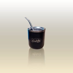 MATE TERMICO DE ACERO INOXIDABLE GRABADO CON BOMBILLA CHATA
